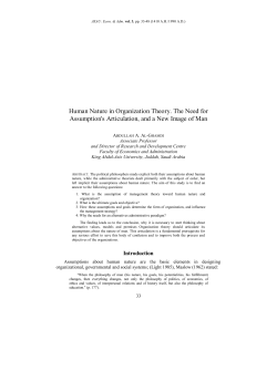 Human Nature in Organization Theory. The Need for Assumption`s