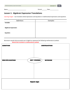 Lesson 1: Algebraic Expression Translations