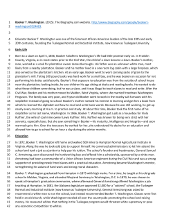 Booker T Washington Bio with Summary Questions