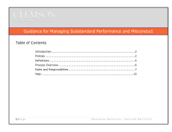Guidance for Managing Substandard Performance and Misconduct