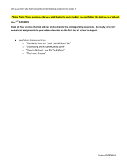 Please Note: These assignments were distributed to each student in