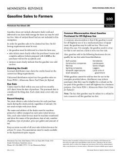 Petroleum Fact Sheet 100, Gasoline Sales to Farmers
