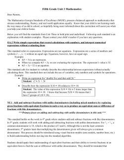 Fifth Grade Unit 3 Mathematics