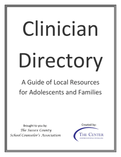 A Guide of Local Resources for Adolescents and Families