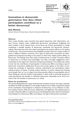 Innovations in democratic governance: how does citizen