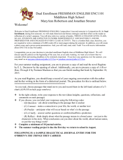 Dual Enrollment FRESHMAN ENGLISH ENC1101 Middleton High