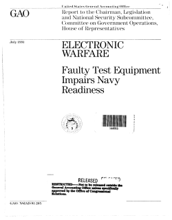 NSIAD-91-205 Electronic Warfare: Faulty Test Equipment