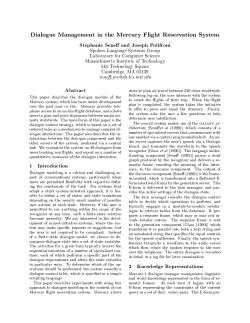 Dialogue Management in the Mercury Flight Reservation System