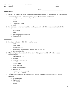 M/J US History EOC REVIEW 2100010 M/J US History 2100020 1
