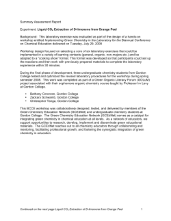 Summary Assessment Report Experiment: Liquid CO2 Extraction of
