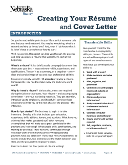 Creating Your R&eacute;sum&eacute; and Cover Letter