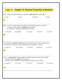 Chapter 12. Chapter 12: Physical Properties of Solutions