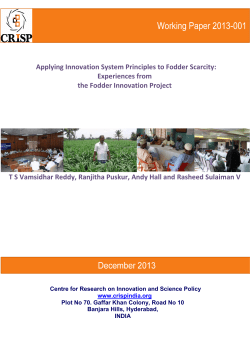 Applying Innovation System Principles to Fodder Scarcity