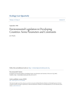 Environmental Legislation in Developing Countries: Some