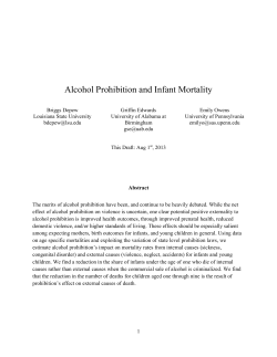Alcohol Prohibition and Infant Mortality