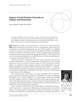 Impact of Unit Practice Councils on Culture and Outcomes