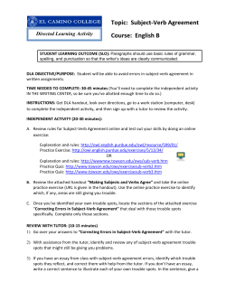 Topic: Subject-Verb Agreement Course: English B