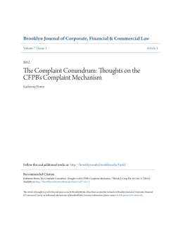 the complaint conundrum: thoughts on the cfpb`s