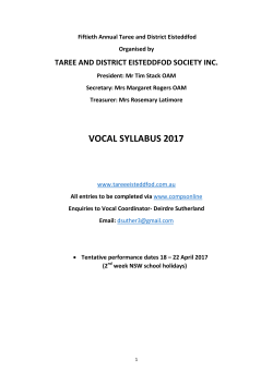Taree Vocal Eisteddfod Syllabus