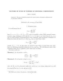 FACTORS OF SUMS OF POWERS OF BINOMIAL