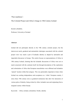 Images of Masculinity and Africa in 19th Century Iceland