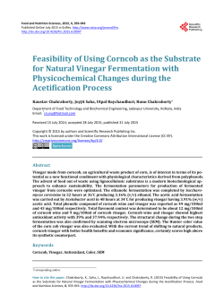 Feasibility of Using Corncob as the Substrate for Natural Vinegar