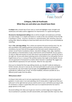 Critiques, Edits and Proofreads - Vital Info