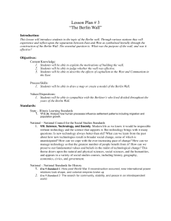 Unit 2-Lesson Plan # 3 &ldquo;The Berlin Wall&rdquo; - Mini