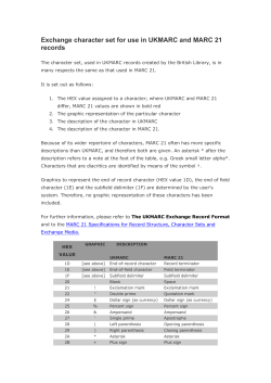 Exchange character set for use in UKMARC and