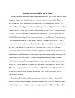 Rousseau and Locke: Religion and the Times