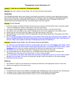 Thanksgiving&mdash;Lower Elementary 6&ndash;9 Lesson 1: How do we