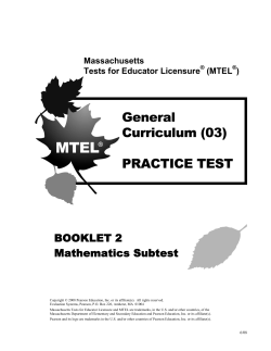 BOOKLET 2 Mathematics Subtest