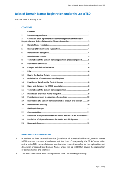 Rules of Domain Names Registration under the .cz ccTLD