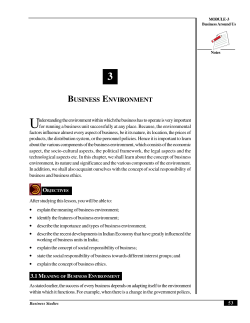 BUSINESS ENVIRONMENT