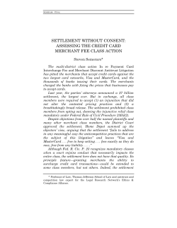 settlement without consent - Columbia Business Law Review