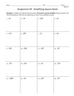 Assignment 44: Simplifying Square Roots