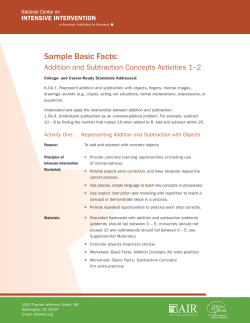 Sample Basic Facts - Intensive Intervention