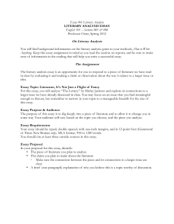 Essay #4: Literary Analysis LITERARY ANALYSIS ESSAY English 101