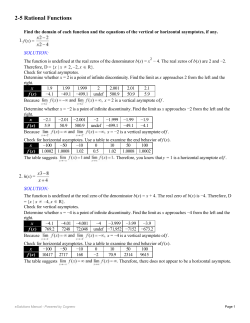 2-5 Rational Functions