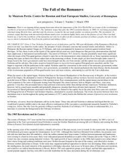 The Fall of the Romanovs - Centennial AP World History
