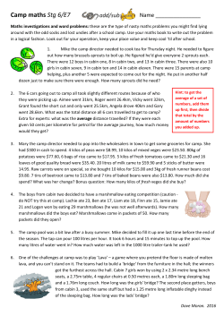 Camp maths Stg 6/E7 - Ngahinapouri School