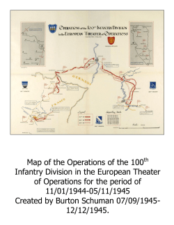 Map of the Operations of the 100 Infantry Division in the European