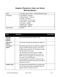 Hampton Elementary Home and School Meeting Minutes
