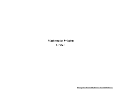 Mathematics Syllabus Grade 1
