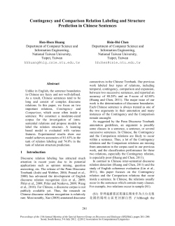 Contingency and Comparison Relation Labeling and Structure