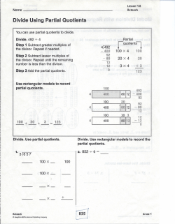 Divide Using Partial Quotients - St. Thomas the Apostle School