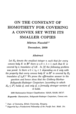 on the constant of homothety for covering a convex