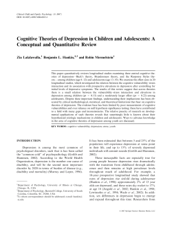 Cognitive Theories of Depression in Children and Adolescents: A