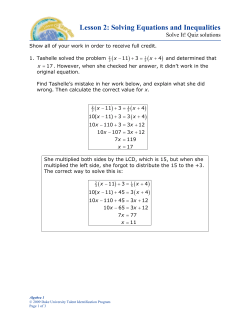 Solving Equations and Inequalities - Duke TIP