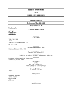 CODE OF ORDINANCES City of YAZOO CITY, MISSISSIPPI